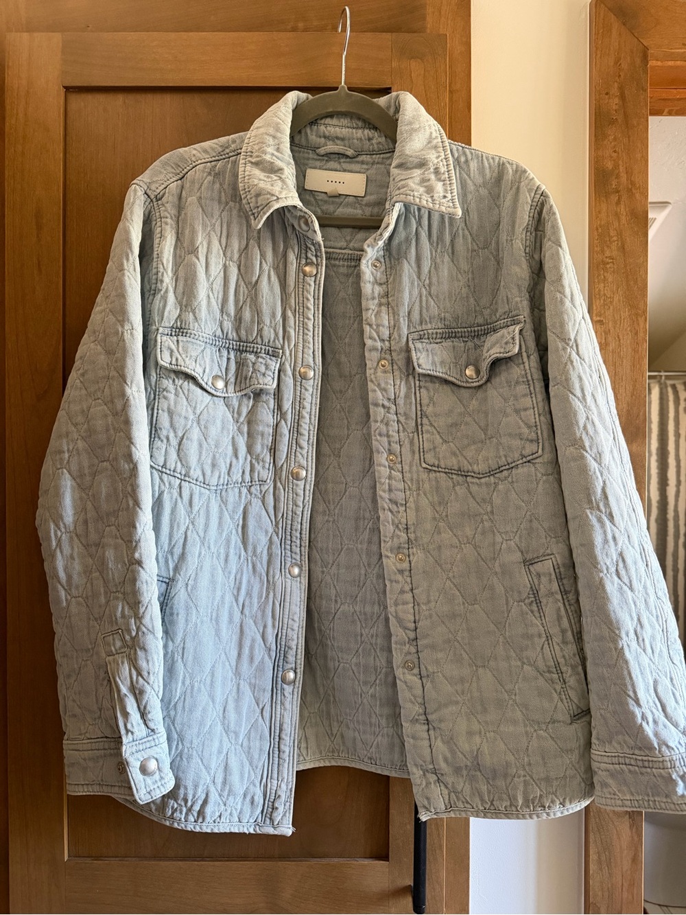 Blank NYC Light Blue Quilted Shirt Jacket